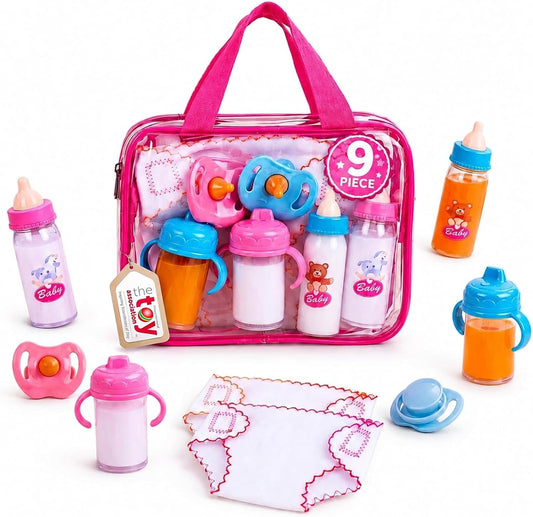 BABESIDE 9 Pcs Baby Doll Accessories with Storage Bag for 12-15 Inch Dolls