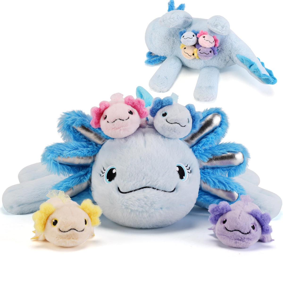 gnomantic Cat Stuffed Animals with Babies Inside, Mommy Toy for Kids