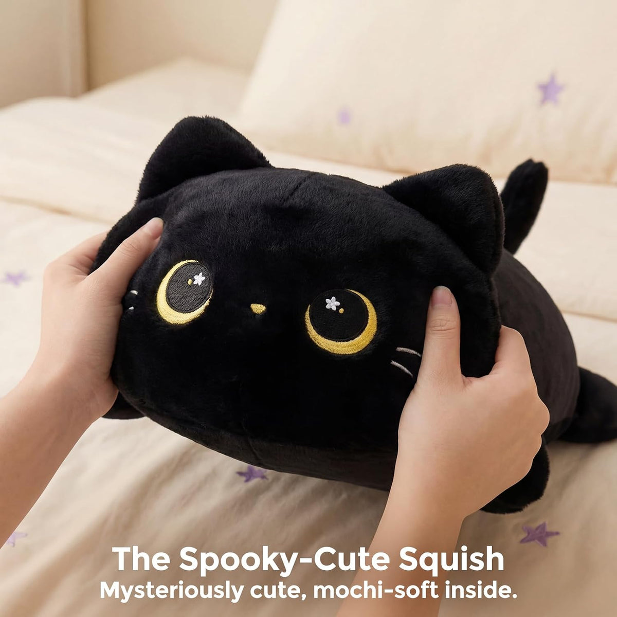 Mewaii Black Cat Plush Pillow Cute Plushies, Squishy & Huggable, 13 in