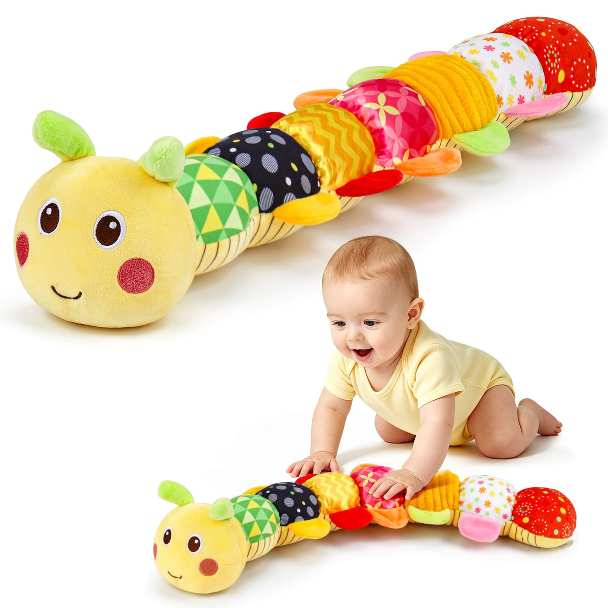 Baby Toys 0-6 Months Musical Stuffed Caterpillar Newborn Tummy Time Toys
