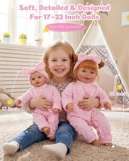 BABESIDE 8PCS Baby Doll Accessories Set with Bassinet for 17-22 Inch Dolls