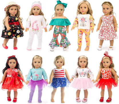 ZQDOLL 19 pcs American Doll Clothes Accessories, for 18 inch Doll Play Set