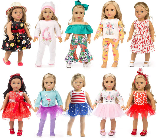 ZQDOLL 19 pcs American Doll Clothes Accessories, for 18 inch Doll Play Set