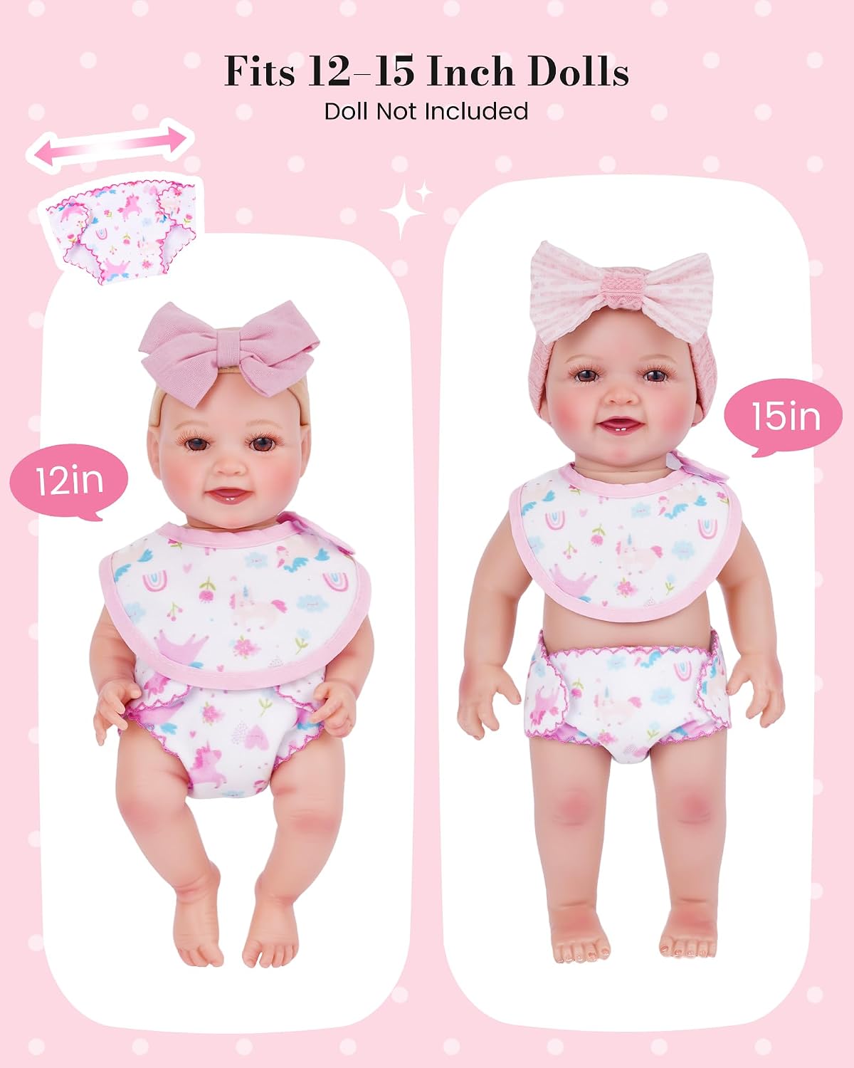 BABESIDE Baby Doll Accessories, 10 Pcs Doll Diaper Bag with Magic Bottles