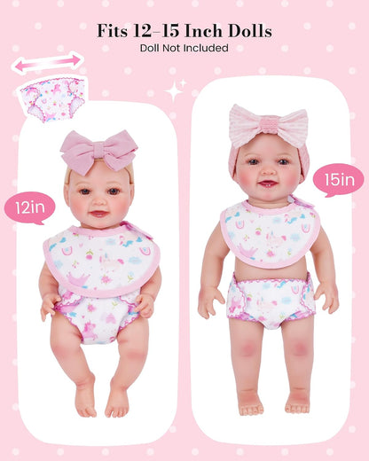 BABESIDE Baby Doll Accessories, 10 Pcs Doll Diaper Bag with Magic Bottles