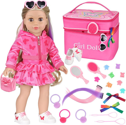 ZITA ELEMENT 18 Inch Girl Doll Clothes with Styling Tools Storage Bag kit
