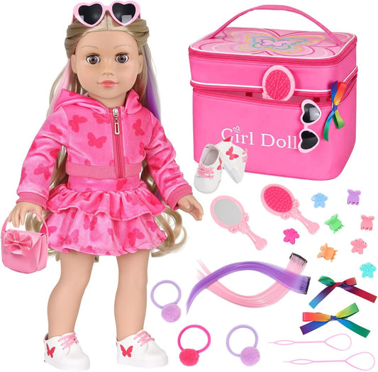 ZITA ELEMENT 18 Inch Girl Doll Clothes with Styling Tools Storage Bag kit