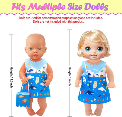 ebuddy 12 Sets Alive Baby Doll Clothes & Accessories Set for 10-12 Inch Dolls, 9 Dresses, 1 Swimsuit, 2 Outfits with Headbands & Bag - Mix and Match Outfits for Kids (No Doll)