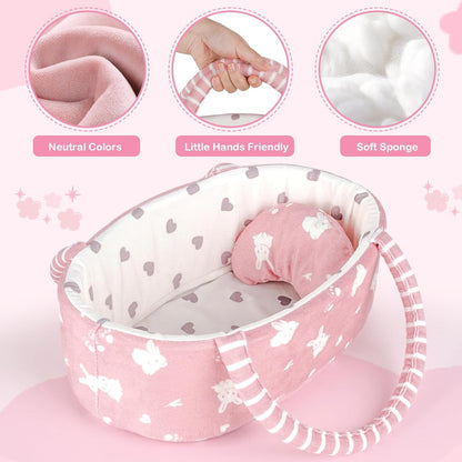 Dreamon Baby Doll Set 12" Baby Doll with Feeding & Caring Accessories, Pink