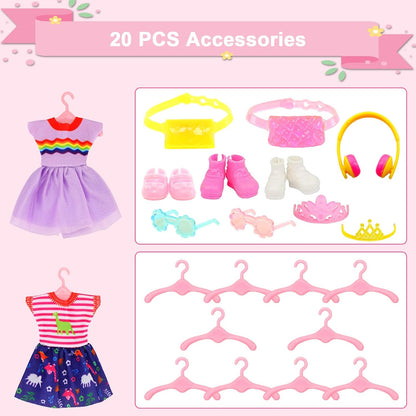 30 PCS Mini 6 Inch Doll Clothes and Accessories for 5.3-6 Inch Dolls