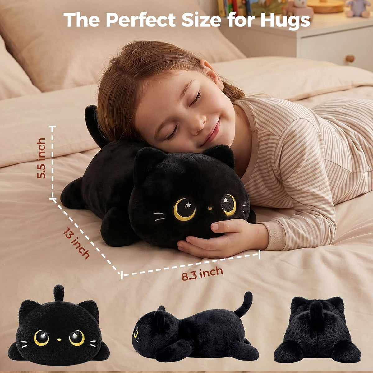 Mewaii Black Cat Plush Pillow Cute Plushies, Squishy & Huggable, 13 in