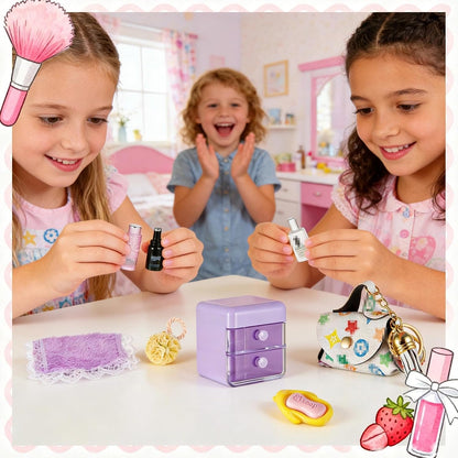 72Pcs Dollhouse Mini Jewelry Storage Case Handbag Towel Cosmetic Set