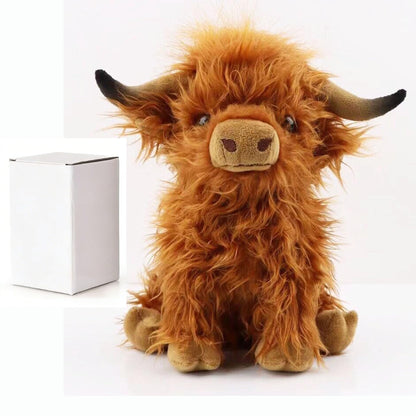 YUKOUQIAN Cow Stuffed Animal Cute Cow Plush Doll Toy 8 inch for Girls Boys Christmas (zuoniu Brown)
