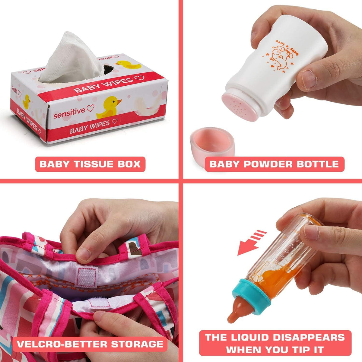 14 Pack Baby Doll Feeding and Caring Set with Diaper Bag