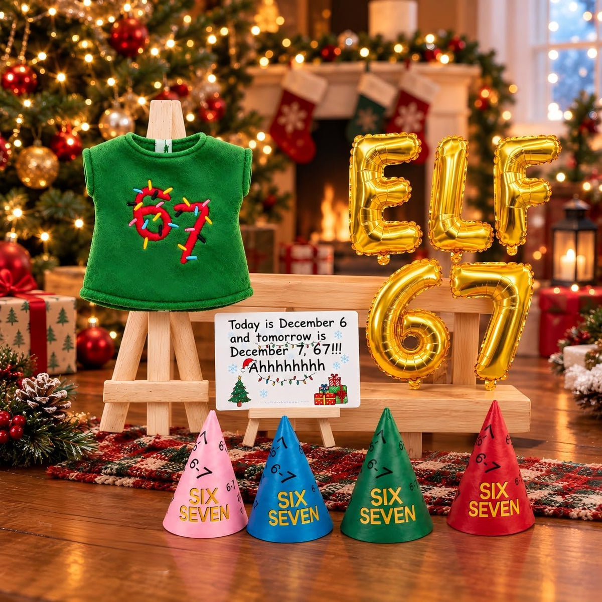 Christmas Elf Countdown Accessories Kit Funny December 6th 7th Theme Decor