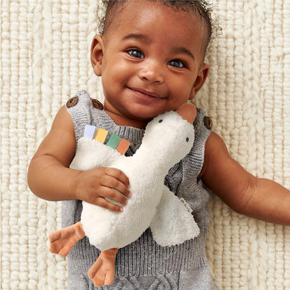 Itzy Ritzy Huggable Lovey, Plush Comfort Toy with Sensory Ribbons (Goose)