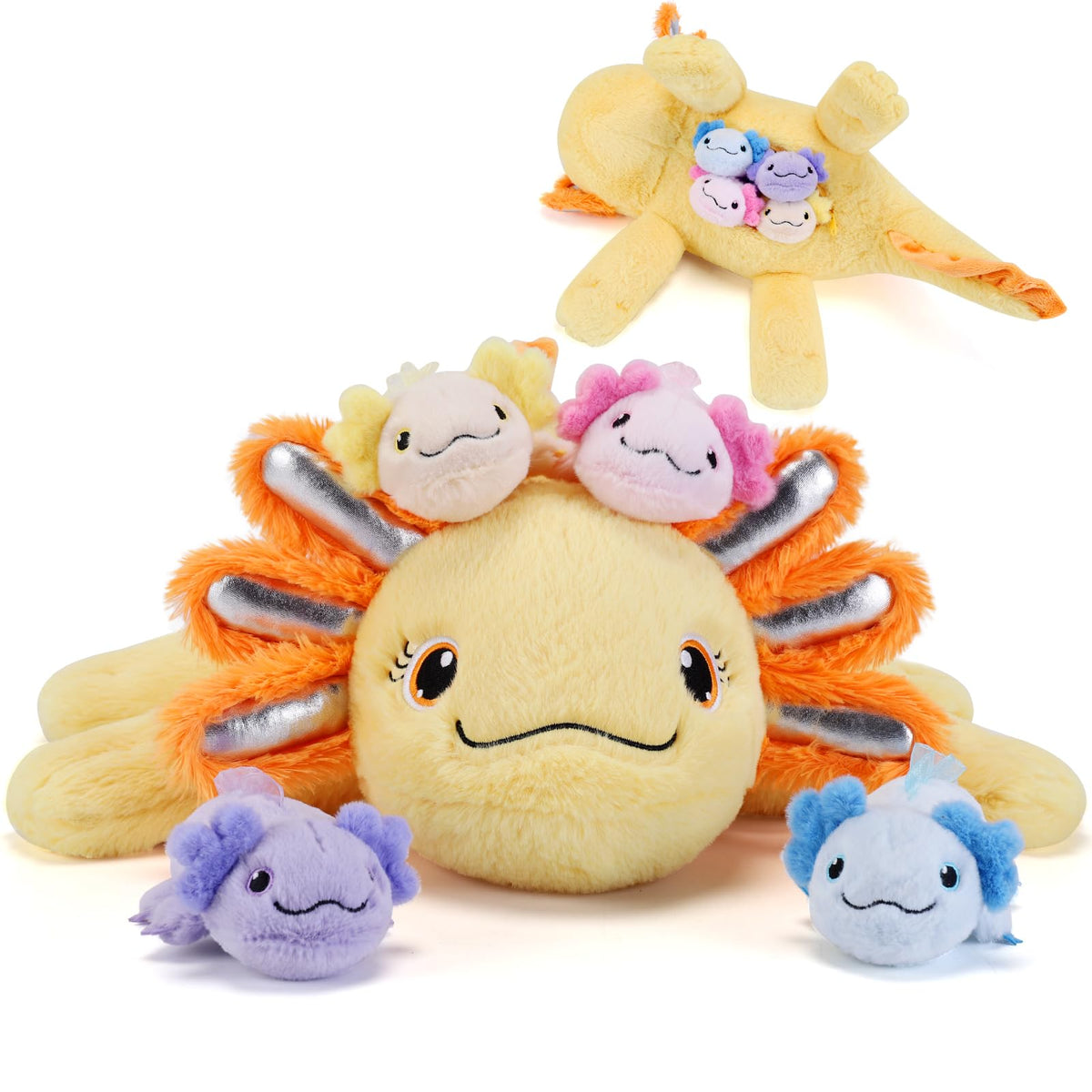 gnomantic Cat Stuffed Animals with Babies Inside, Mommy Toy for Kids
