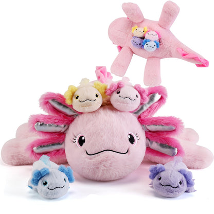 gnomantic Cat Stuffed Animals with Babies Inside, Mommy Toy for Kids