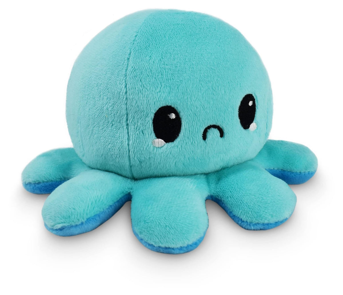 TeeTurtle Reversible Octopus Plushie 4-Inch Pink + Aqua Two-Sided Flip Plush Toy with Embroidered Details - Cute Mini Collectible Plush for Kids, Teens, and Adults