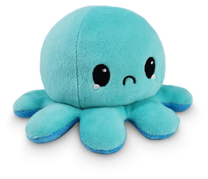 TeeTurtle Reversible Octopus Plushie 4-Inch Pink + Aqua Two-Sided Flip Plush Toy with Embroidered Details - Cute Mini Collectible Plush for Kids, Teens, and Adults