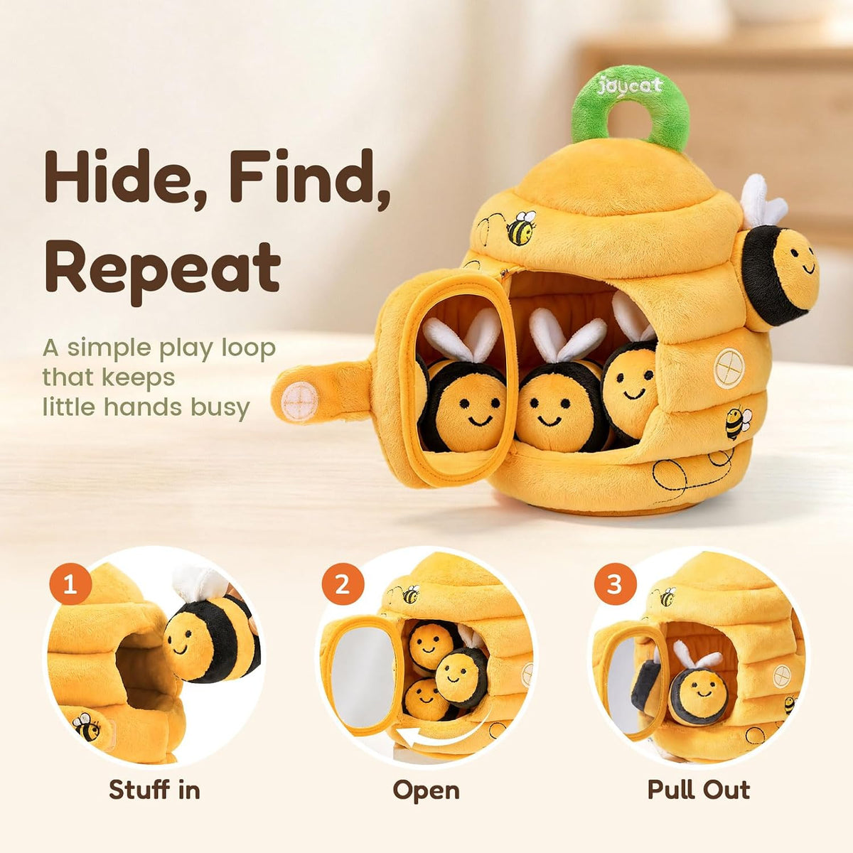 JoyCat Baby Toys 6-12 Months, Beehive Toy with 5 Sensory Bees, Baby Gift
