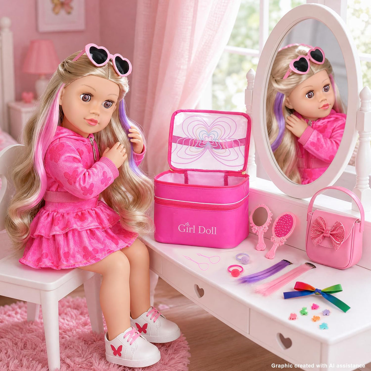 ZITA ELEMENT 18 Inch Girl Doll Clothes with Styling Tools Storage Bag kit