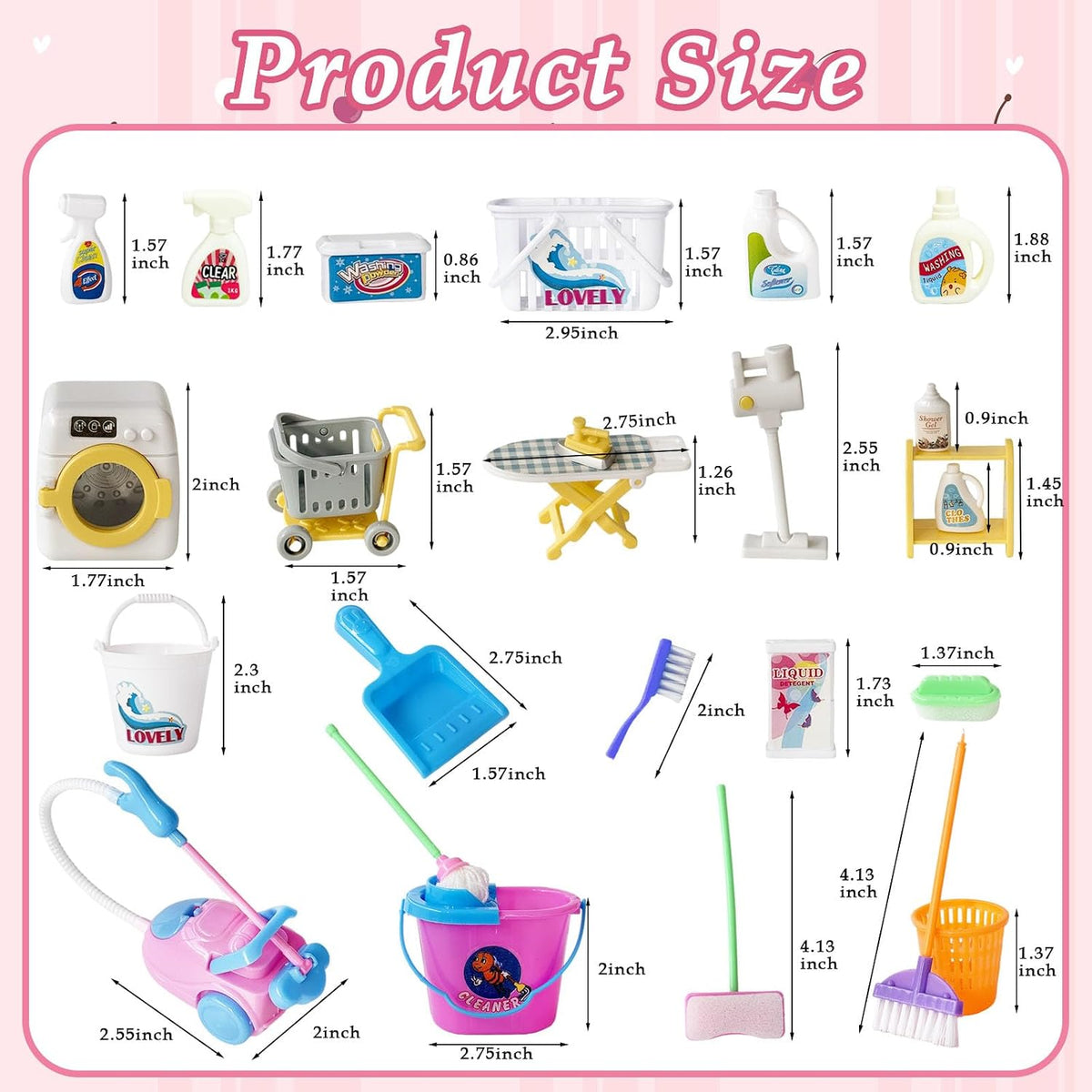25 Pcs Miniature Doll Housework Cleaning Supplies Dollhouse Accessories