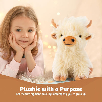 Marysun Microwavable Highland Cow Stuffed Animal - Weighted Stuffed Animal Plush, Heating Pad, Cozy Gift for Girls|Women|Kids|Elderly People, 9.8in, 1.65lb