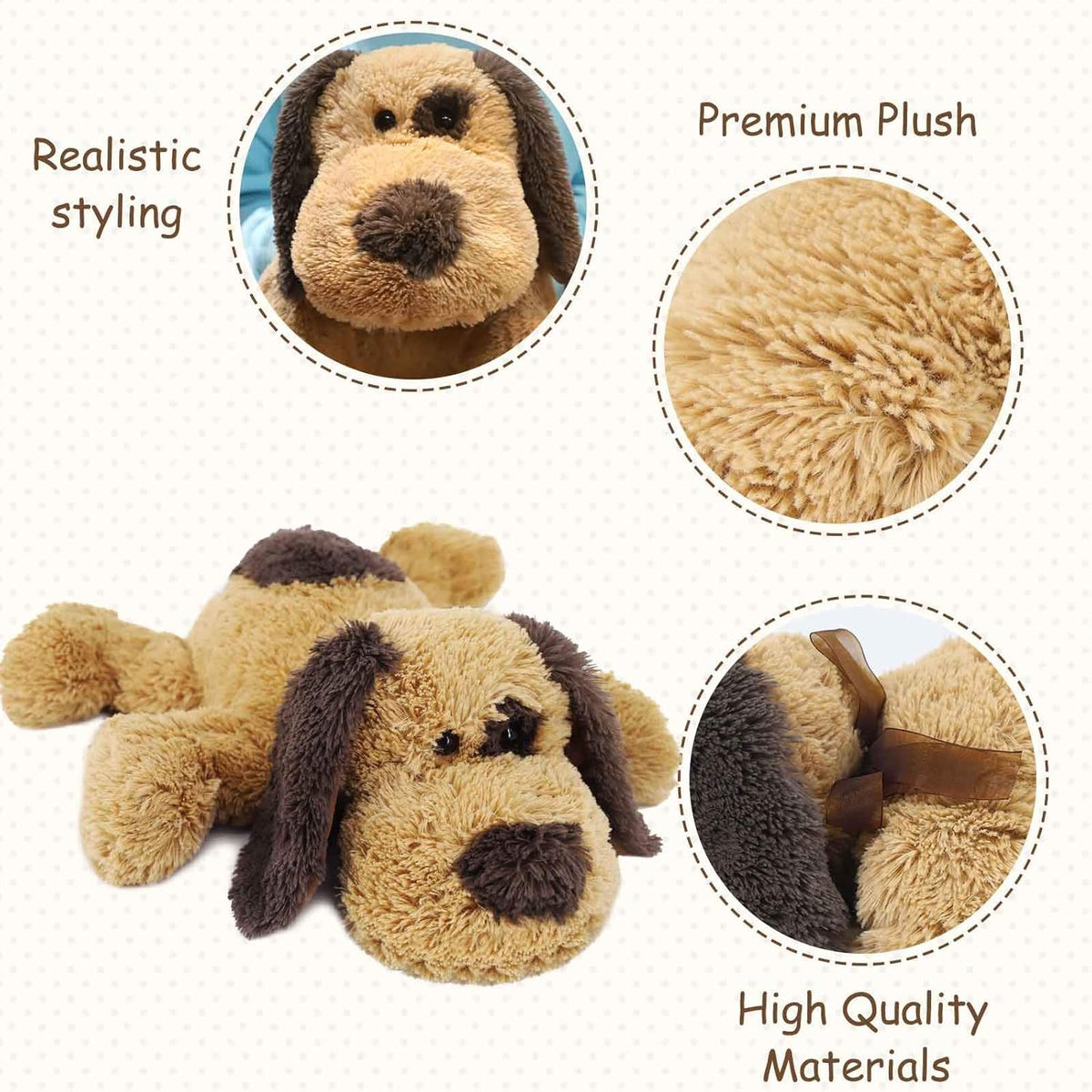 WEIGEDU Floppy Stuffed Dog Puppy Plush Toy, 20 inch, Brown