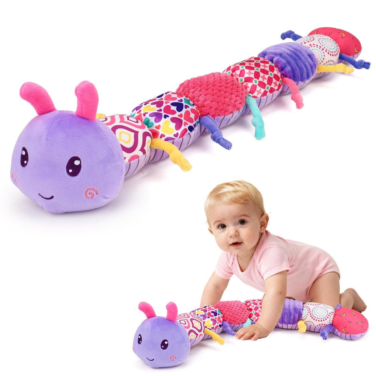 Baby Toys 0-6 Months Musical Stuffed Caterpillar Newborn Tummy Time Toys