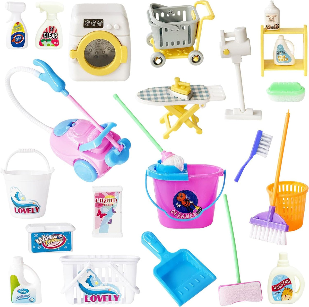 25 Pcs Miniature Doll Housework Cleaning Supplies Dollhouse Accessories