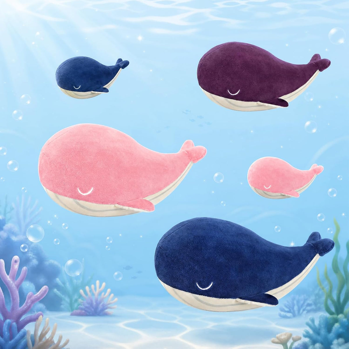 Whale Plush Pillow, Blue 10 Inch, Cute Stuffed Animal Plushies
