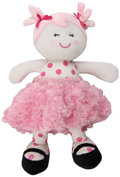 Baby Starters Plush Baby Doll with Rattle, Brunette Olivia, Pink, 9 inch