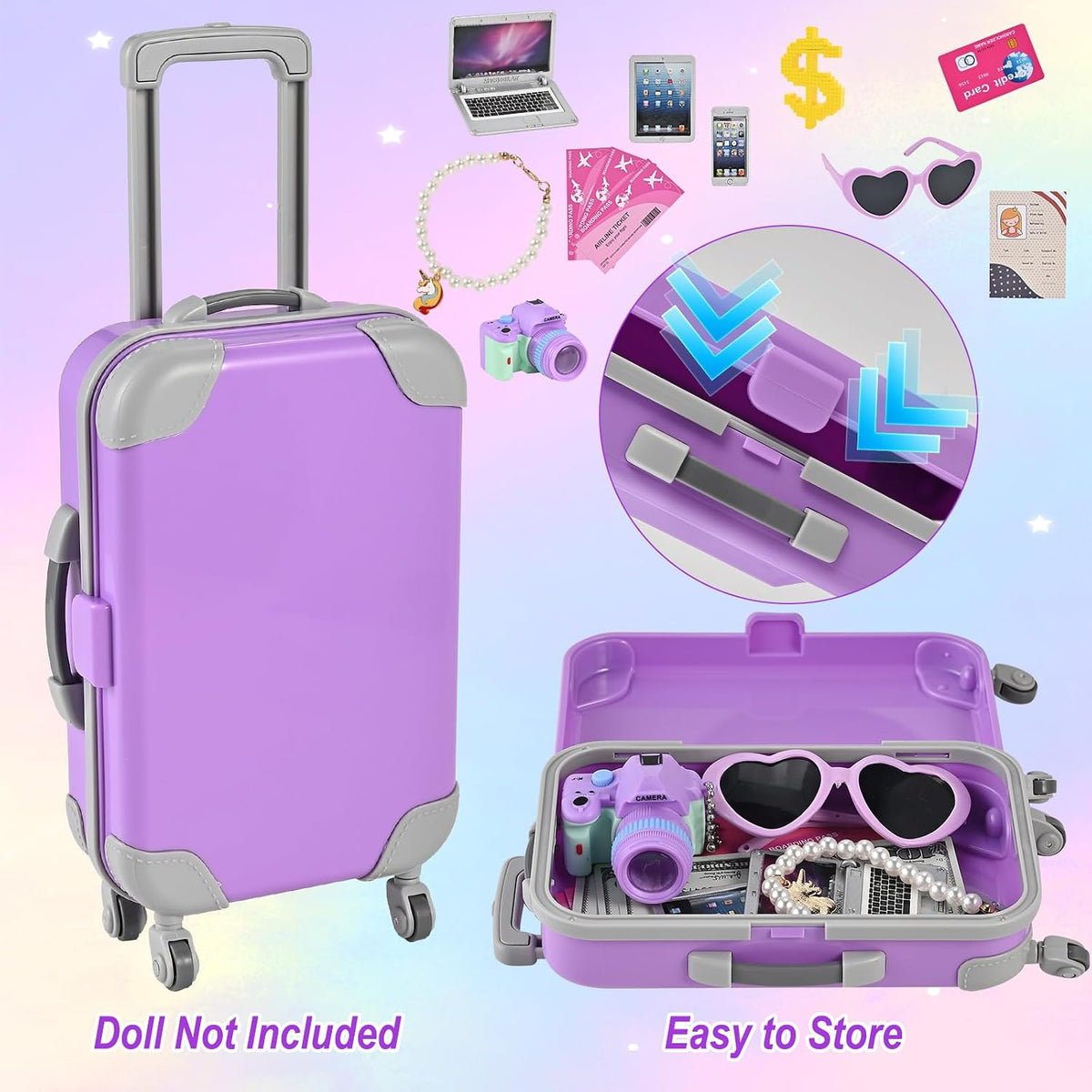 Faburo 28Pcs American 18 Inch Doll Clothes Accessories Stuff, No Doll