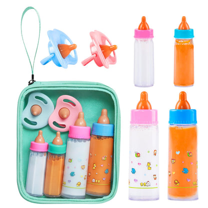 SCOM Baby Doll Bottle Accessories - 6 Pcs Magic Milk Feeding Toys Purple