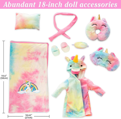 XFEYUE American 18" Doll Clothes and Sleeping Bag Accessories Outfit Set