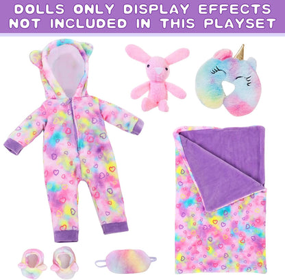 American 18" Doll Clothes and Sleep Bag Accessories Sleepover Outfit Set