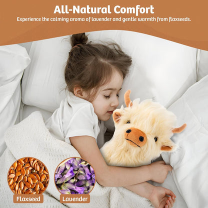 Marysun Microwavable Highland Cow Stuffed Animal - Weighted Stuffed Animal Plush, Heating Pad, Cozy Gift for Girls|Women|Kids|Elderly People, 9.8in, 1.65lb