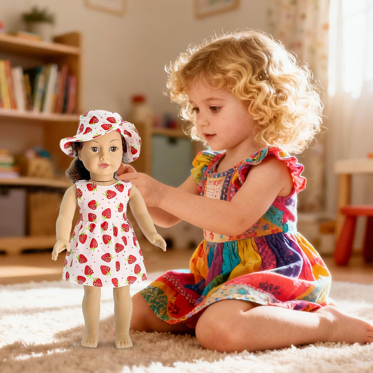 American Doll Clothes and Accessories for 18 Inch Doll, 18" Clothes Dress, Total 19 Pcs Including 8 Sets of Clothing Outfits with Shoes, Underwear, Headband, and Cap (Not Include The Doll)