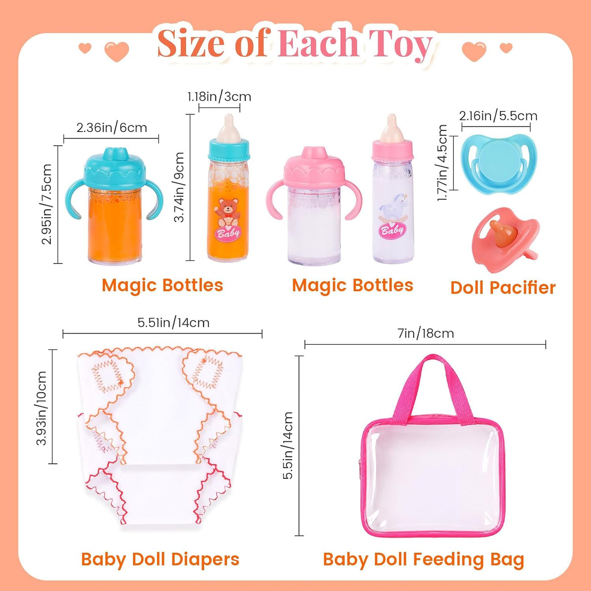 BABESIDE 9 Pcs Baby Doll Accessories with Storage Bag for 12-15 Inch Dolls