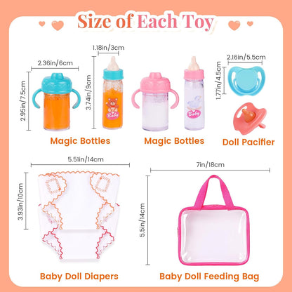 BABESIDE 9 Pcs Baby Doll Accessories with Storage Bag for 12-15 Inch Dolls