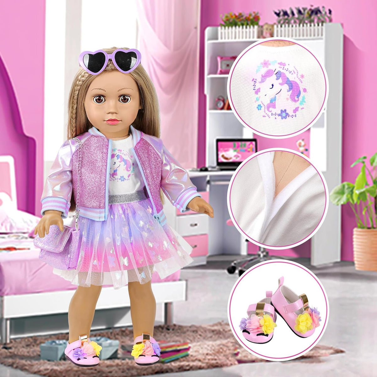 American 18 Inch Girl Doll Makeup Accessories and Clothes Sets (No Dolls)