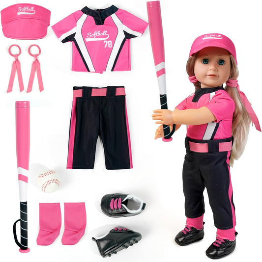 ARTST American18 Inch Doll Softball Accessories and Clothes Outfit Set