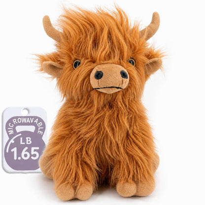 Marysun Microwavable Highland Cow Stuffed Animal - Weighted Stuffed Animal Plush, Heating Pad, Cozy Gift for Girls|Women|Kids|Elderly People, 9.8in, 1.65lb