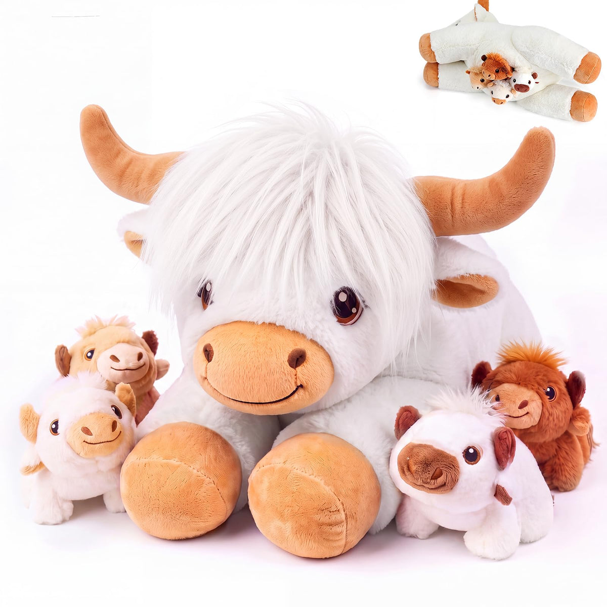 gnomantic Cat Stuffed Animals with Babies Inside, Mommy Toy for Kids