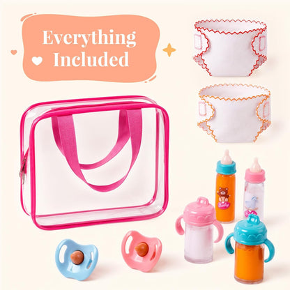 BABESIDE 9 Pcs Baby Doll Accessories with Storage Bag for 12-15 Inch Dolls