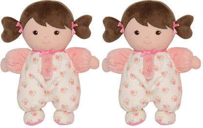 Baby Starters Plush Baby Doll with Rattle, Brunette Olivia, Pink, 9 inch