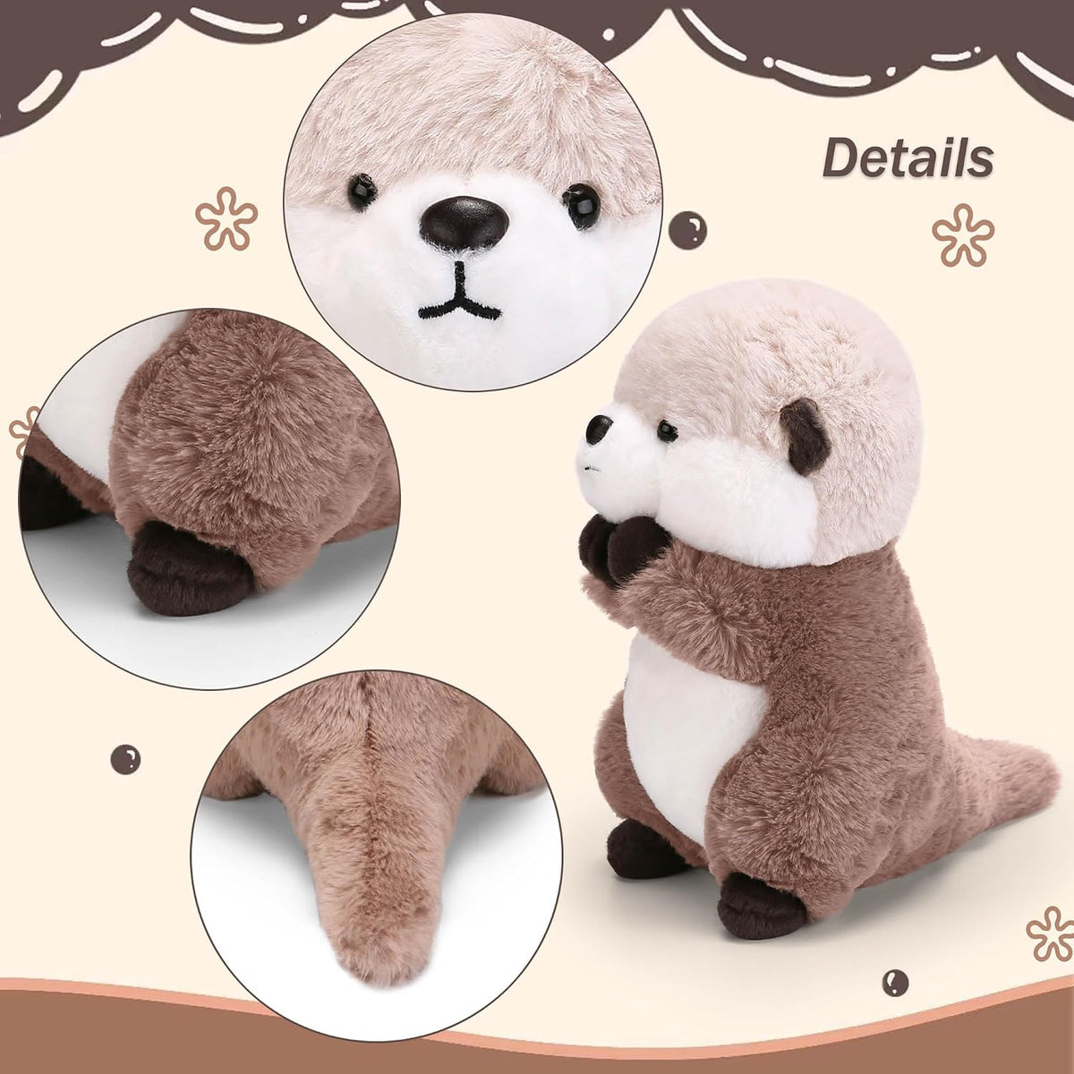 Otter Stuffed Animal Plushie Cute Sea Otter Plush Gift for Girls Boys 9.8”