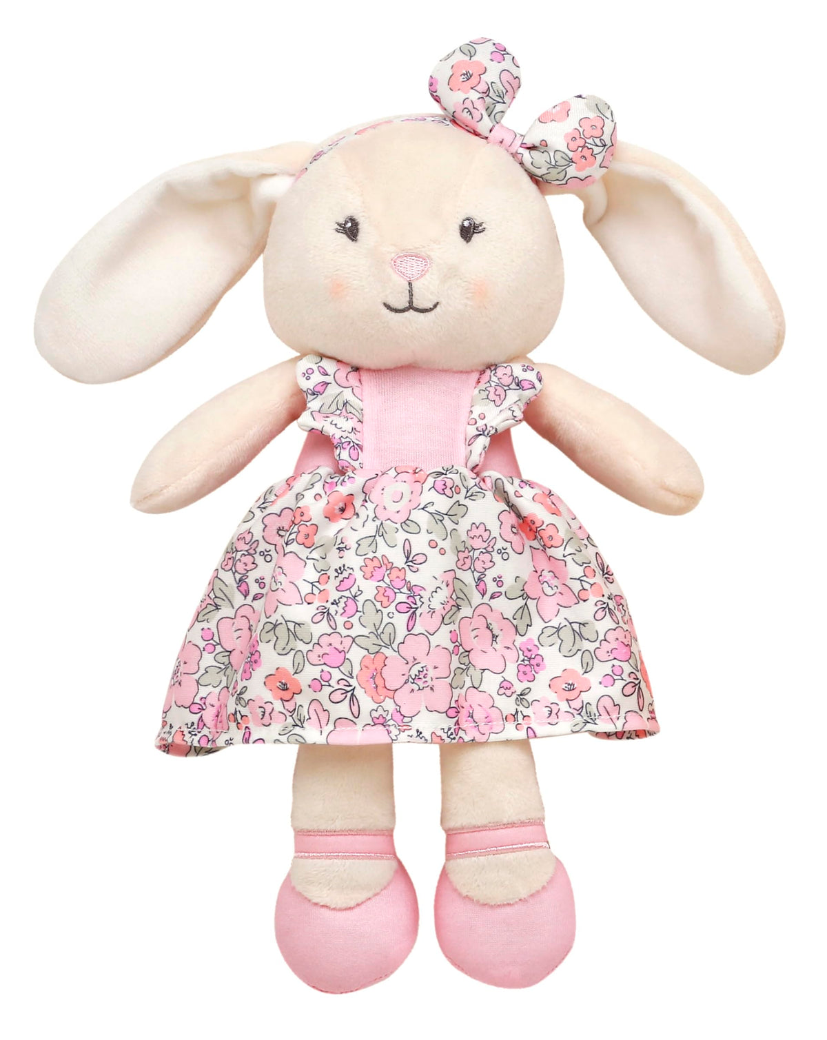 Baby Starters Plush Baby Doll with Rattle, Brunette Olivia, Pink, 9 inch