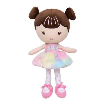Baby Starters Plush Baby Doll with Rattle, Brunette Olivia, Pink, 9 inch